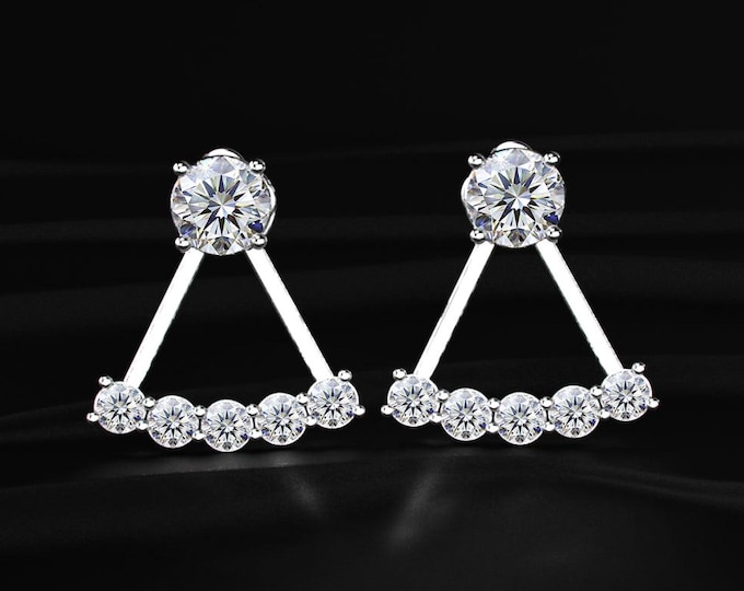 Triangle Diamond Earrings Lab Grown Diamond Geometric Stud Earrings Minimalist Drop Earrings Modern Gold Jewelry Gift for Her