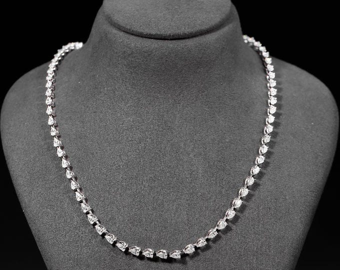 11TCW Pear Cut Lab Grown Diamond Tennis Necklace E Color VVS2 Diamond Necklace Wedding Jewelry Anniversary Gift For Her