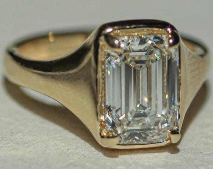 4 CT Emerald cut Moissanite engagement Ring, Emerald Moissanite Engagement Ring, Emerald Cut Ring, Solitaire Ring, Emerald Cut Ring