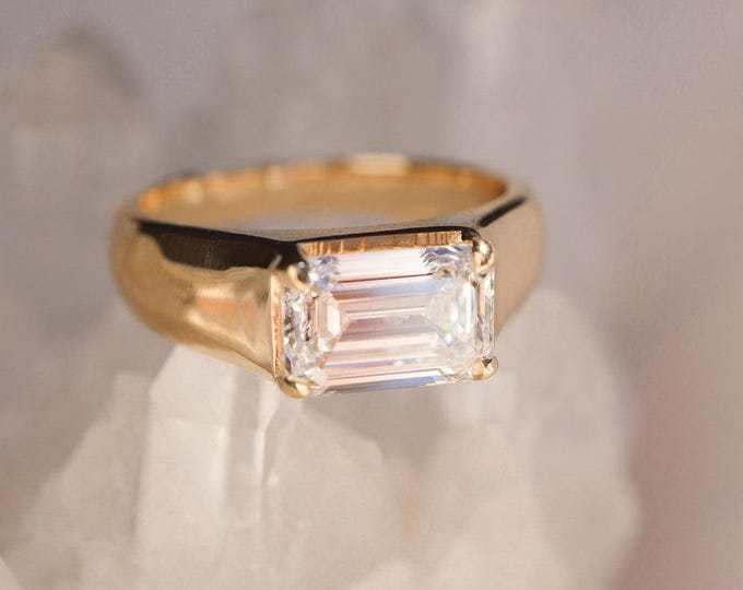 3CT Carat Emerald Cut Solitaire Engagement Ring, Minimalist Rings, Handmade Promise Ring for Women, Anniversary Gift, Ring For her