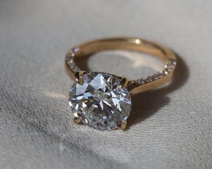 2 CT Round Moissanite Ring | 4 Prong Moissanite Ring | Wedding Engagement Ring | Solitaire Moissanite Ring | 14K Solid Gold Moissanite Ring