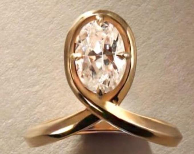 2 CT Oval Cut Moissanite Diamond Engagement Ring, Oval Bezel Set Moissanite Ring, 14k Solid Gold Ring, Anniversary Gift Ring, Bridal Ring