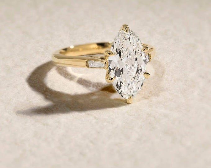 3 CT Marquise Moissanite Engagement Ring Moissanite Bridal Ring Unique Wedding Ring Promise Ring For Her Luxury Anniversary Gift For Women