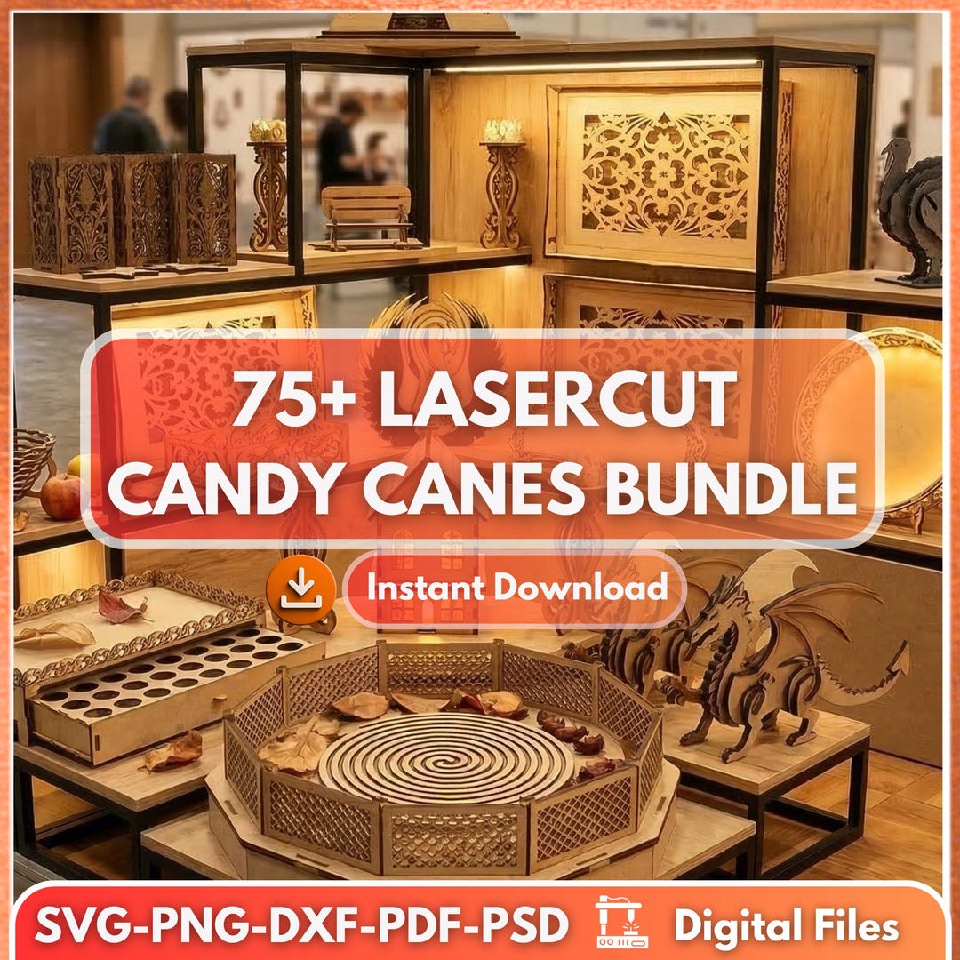 75+ Candy Cane Laser Cut Files | Holiday Decor DXF, SVG Patterns ...
