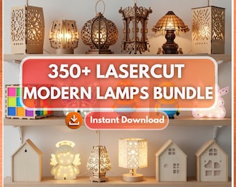 Laser Cut Lamps Bundle | Modern 3D Lantern CNC Patterns (Digital Download)