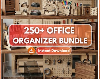 250+ Office Organizer Laser cut Bundle | CNC Woodworking Patterns (Digital Download)