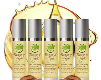 Pure Organic Moroccan Argan Oil, Cold Pressed Hair Face Body (5x 1.7 oz)