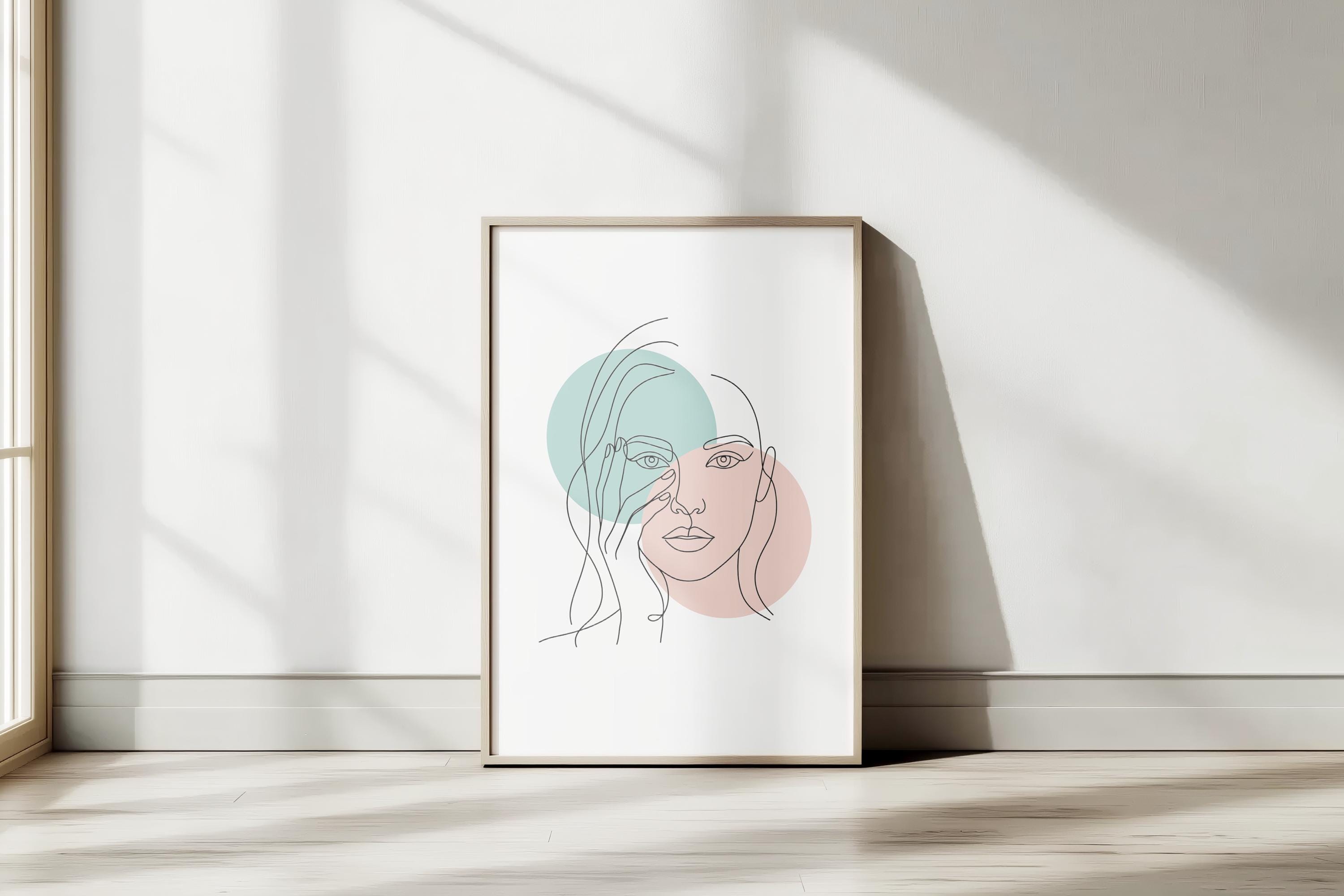 Minimalist Woman Line Art Print, Abstract Face Poster, Modern Neutral ...