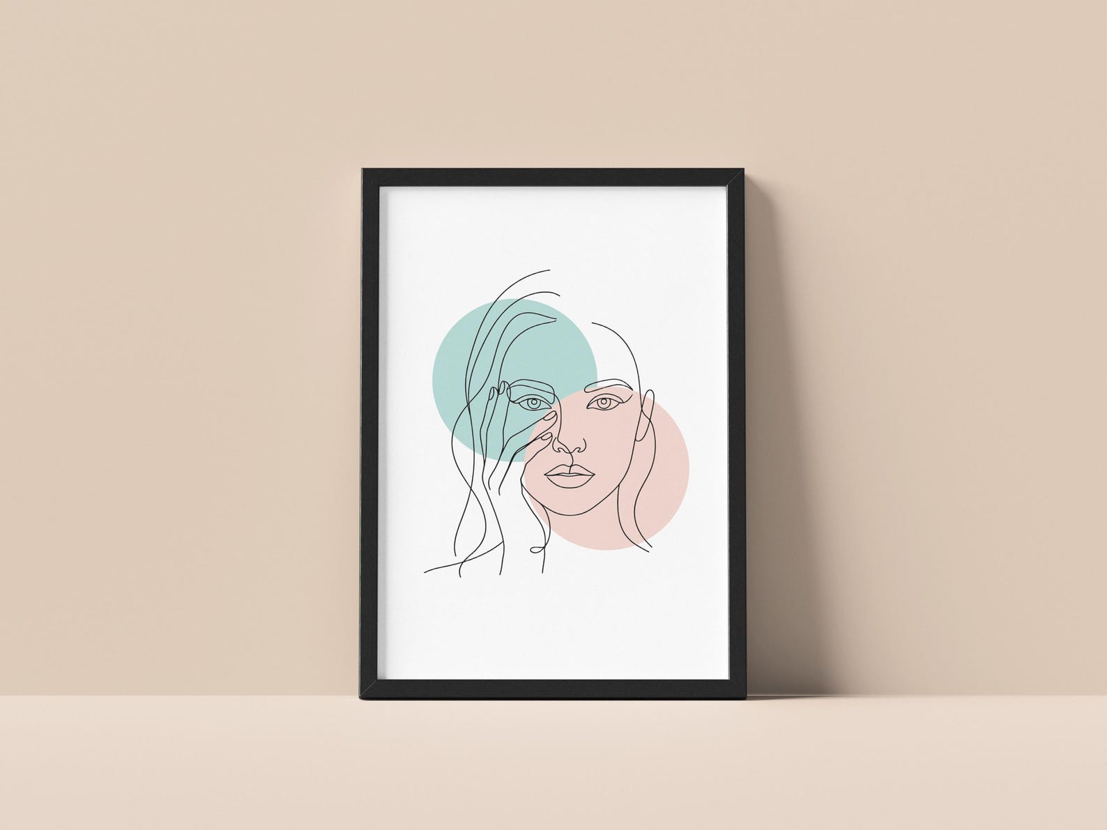 Minimalist Woman Line Art Print, Abstract Face Poster, Modern Neutral ...