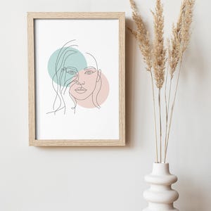 Minimalist Woman Line Art Print, Abstract Face Poster, Modern Neutral ...