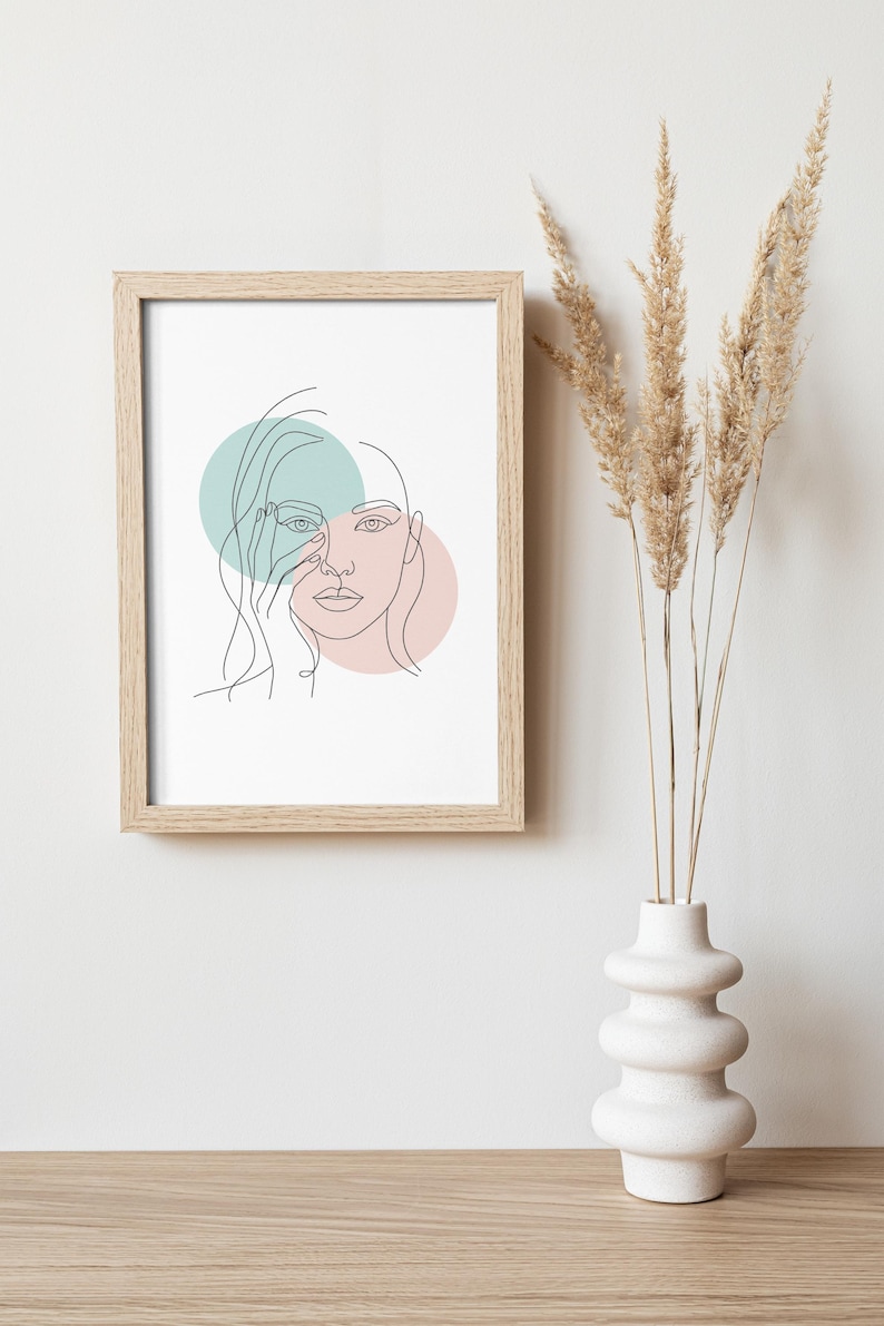 Minimalist Woman Line Art Print, Abstract Face Poster, Modern Neutral ...