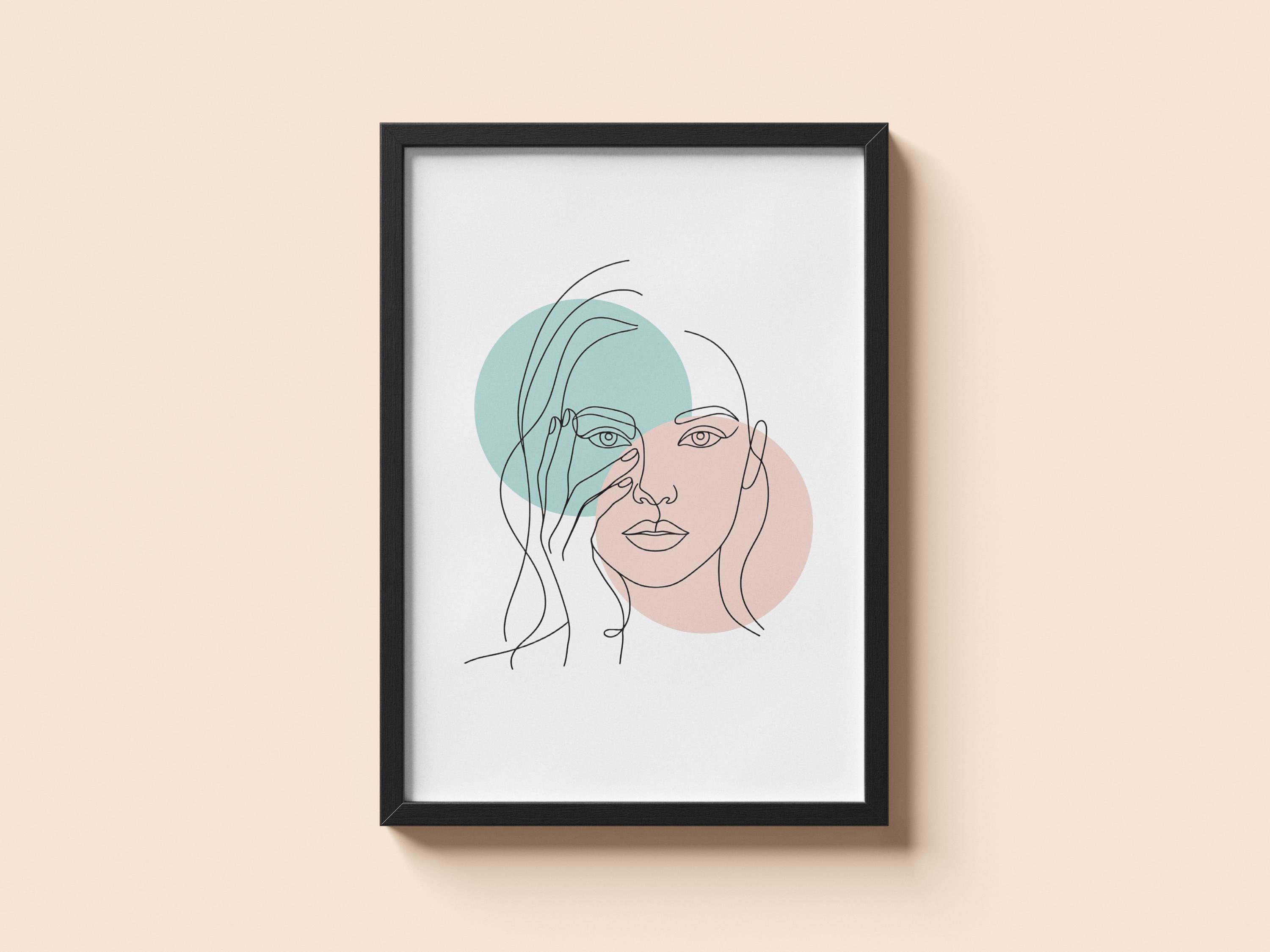 Minimalist Woman Line Art Print, Abstract Face Poster, Modern Neutral ...