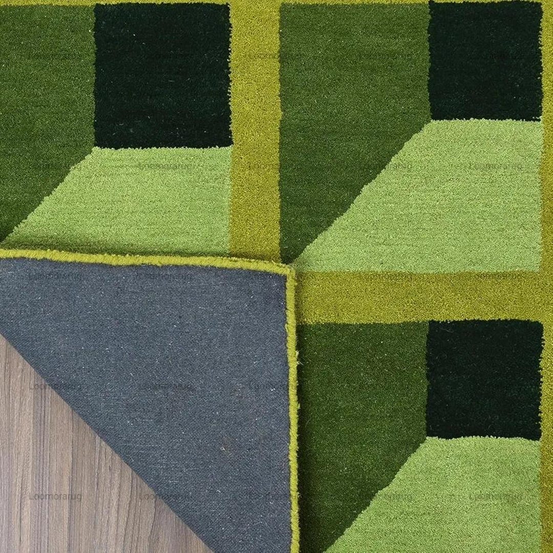 Isometry Rug Mid-century Modern 3D Geometric Rug - Green Isometric Illusion Area Rug ...