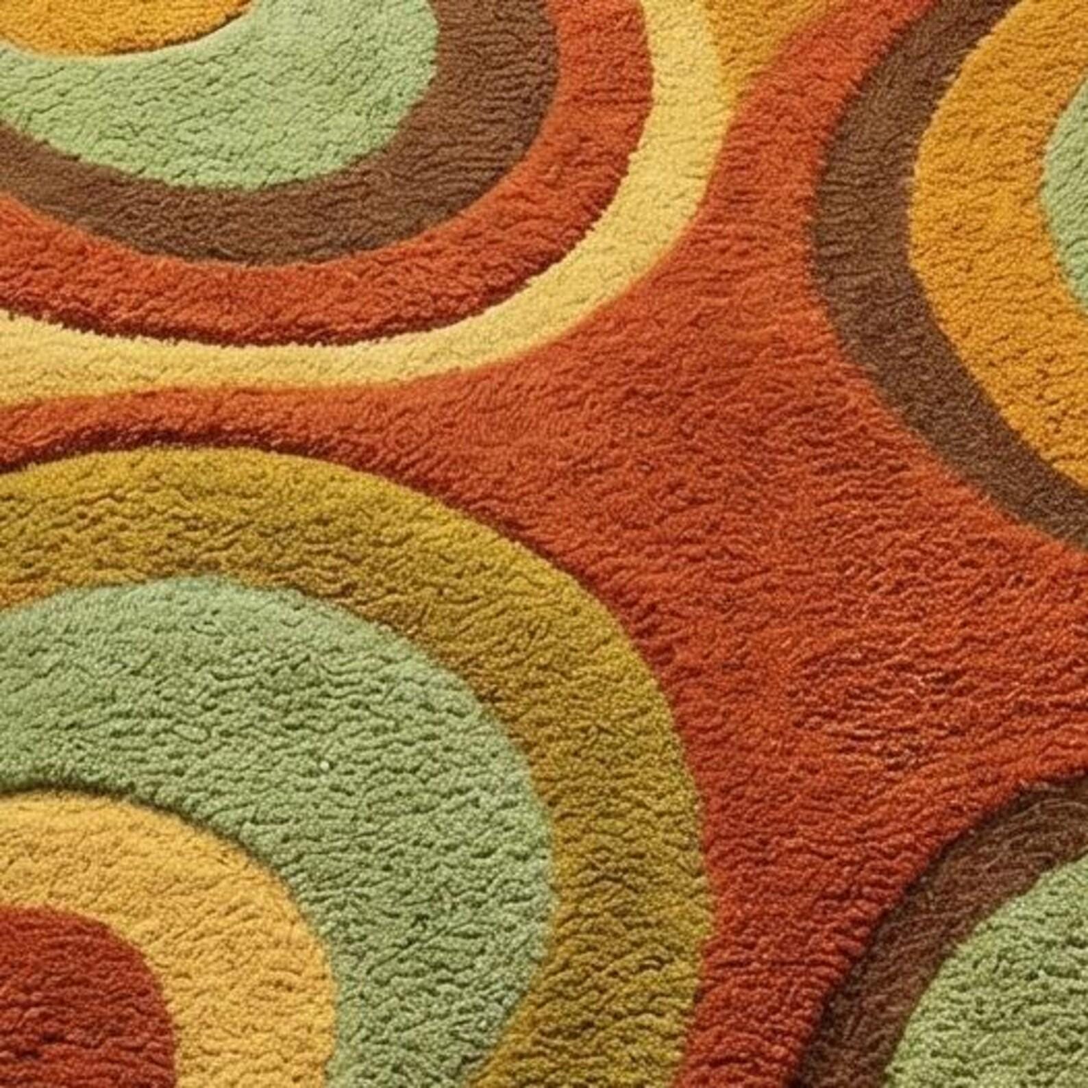 Retro 70s Wavy Shag Rug - Mid Century Modern Irregular Area Rug ...