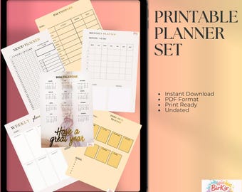Minimalistyczny planer dzienny do druku | Planer produktywności bez daty w formacie PDF