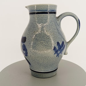Vintage German Salt Glazed Stoneware Pitcher, Marzi & Remy Floral Pottery Jug