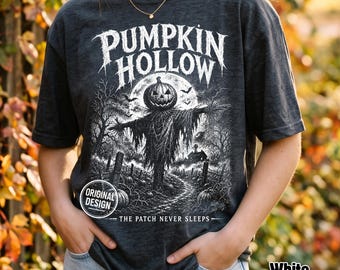 Halloween PNG, Pumpkin Scarecrow PNG, Pumpkin Hollow, Vintage Horror Halftone, Spooky Fall Shirt PNG, Sublimation Clipart