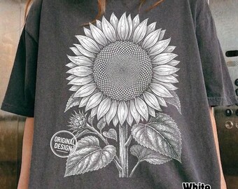 Botanical Nature PNG, Vintage Sunflower PNG, Wildflower Blossom Garden, Halftone Flower Clipart, Summer Floral Tee, Sublimation Shirt Design