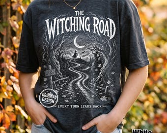 Halloween PNG, Witching Road PNG, The Witching Road, Vintage Horror Halftone, Spooky Movie Poster, Shirt Sublimation Clipart