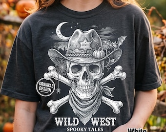 Cowboy Skull PNG, Wild West Spooky Tales, Western Halloween Shirt PNG, Vintage Skull Sublimation, Cowboy Tee Design