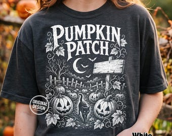 Halloween PNG, Pumpkin Patch PNG, Black Cat Pumpkin Shirt Design, Vintage Halftone Spooky Season, Sublimation Clipart SVG