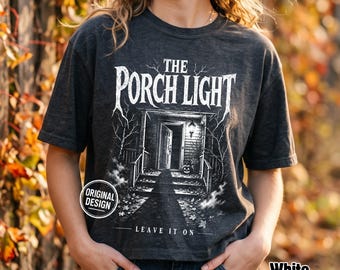 Halloween PNG, Haunted Porch PNG, The Porch Light, Vintage Horror Halftone, Spooky Movie Poster, Shirt Sublimation Clipart