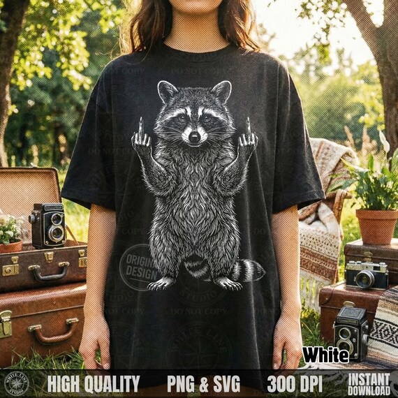 Funny Sassy Raccoon PNG, Edgy Trash Panda SVG, Sarcastic Animal Graphic, Vintage Halftone Meme, Shirt Sublimation Clipart