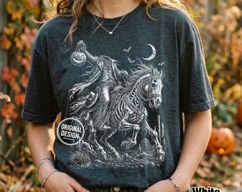 Western Halloween PNG, Headless Horseman PNG, Skeleton Horse Rider, Vintage Cowboy Art, Spooky Rodeo Shirt, Sublimation Clipart