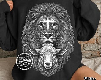 Lamb Of God PNG, Lion Of Judah SVG, Christian Vintage Halftone Art, Religious Easter Graphic, Hand Drawn Jesus Animal, Sublimation Clipart