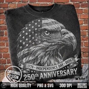 Folded dark grey acid wash t-shirt showcasing the white hand-drawn style eagle Independence Day graphic