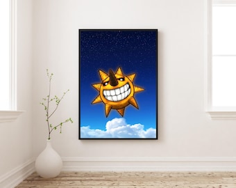 One Piece Sun Poster | Skypiea Anime Wall Art | Shinning Print | Gift for Anime Fan