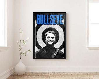 Bullseye Poster | Marvel Daredevil Villain Wall Art | Black White Comic Print | Dark Aesthetic Decor