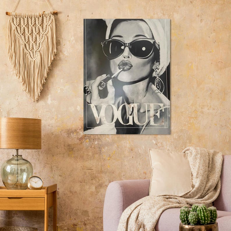 Vogue Poster | Fashion Wall Art Print | Black and White Aesthetic Decor | Luxury Editorial Poster | Minimalist Chic Wall Art image 5