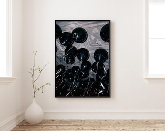 Black Balloons Poster | Dark Aesthetic Wall Art | Gothic Celebration Print | Moody Elegant Room Decor