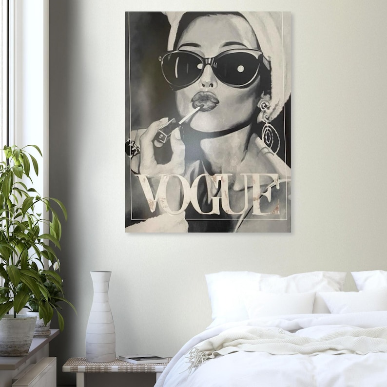 Vogue Poster | Fashion Wall Art Print | Black and White Aesthetic Decor | Luxury Editorial Poster | Minimalist Chic Wall Art image 3