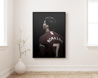 クリスティアーノ・ロナウド ポスター | CR7 マンチェスター・ユナイテッド ウォールアート | サッカーレジェンド プリント | スポーツファン向けインテリア