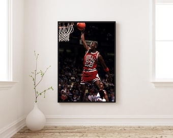 Póster de Michael Jordan / Arte de pared de los Chicago Bulls / Lámina de leyenda del baloncesto / Decoración deportiva