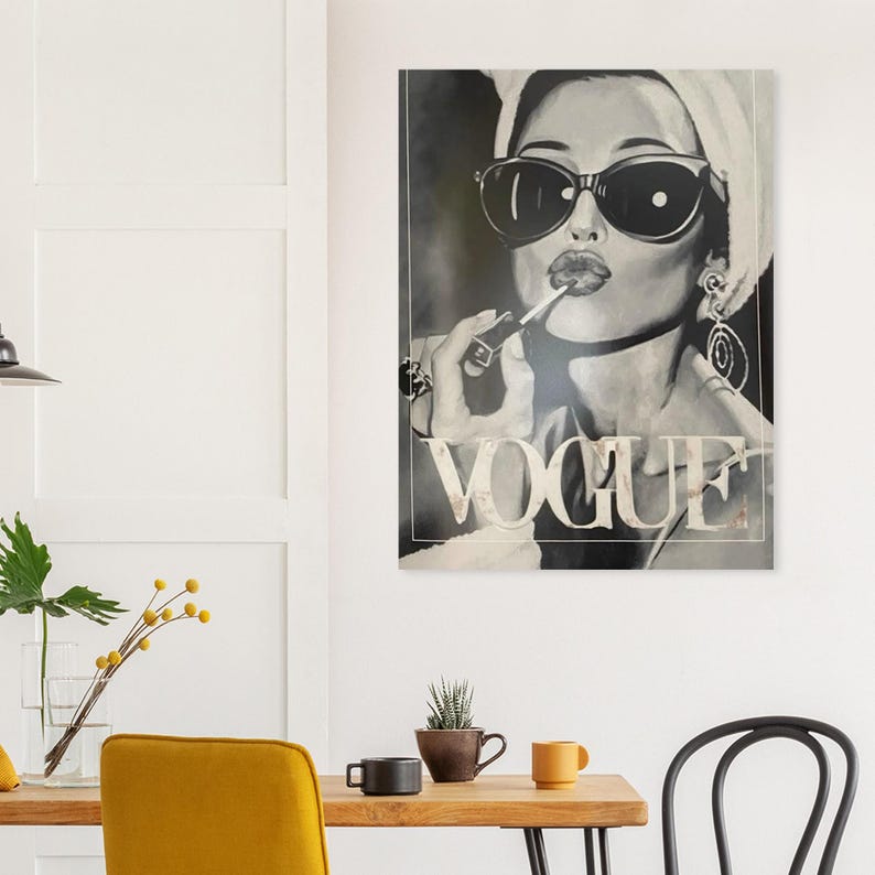 Vogue Poster | Fashion Wall Art Print | Black and White Aesthetic Decor | Luxury Editorial Poster | Minimalist Chic Wall Art image 10