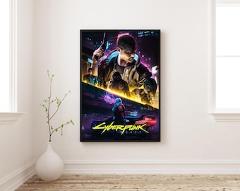 Cyberpunk 2077 Poster | V Night City Gaming Wall Art | Neon Sci-Fi Print | Gamer Aesthetic Decor