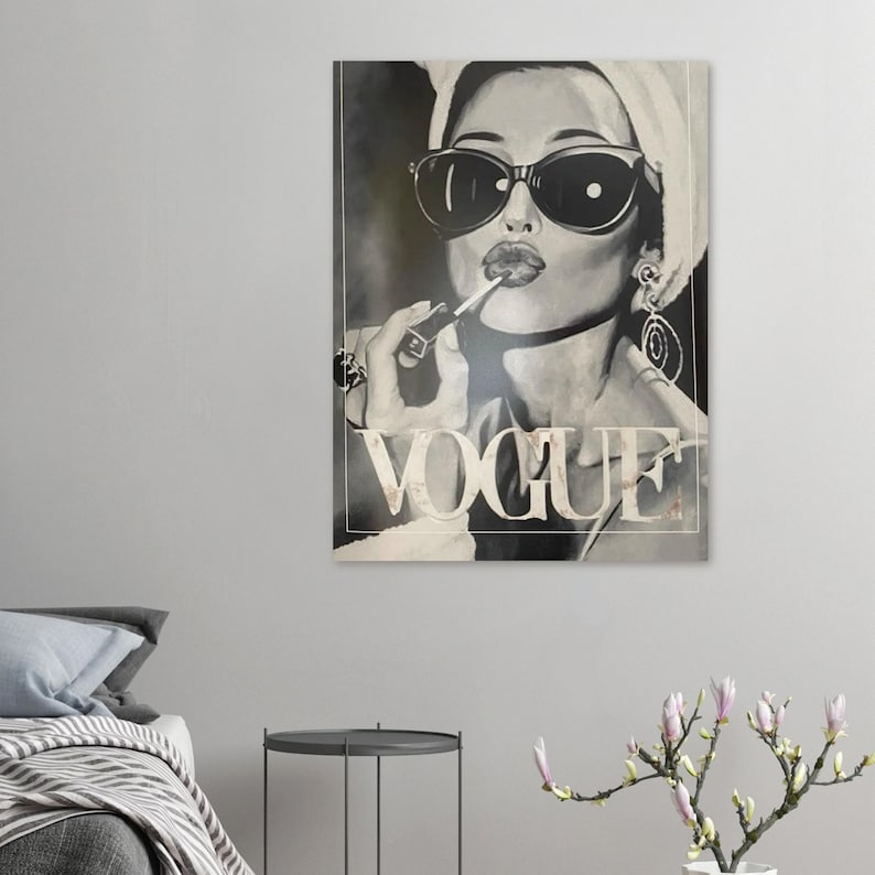 Vogue Poster | Fashion Wall Art Print | Black and White Aesthetic Decor | Luxury Editorial Poster | Minimalist Chic Wall Art image 9