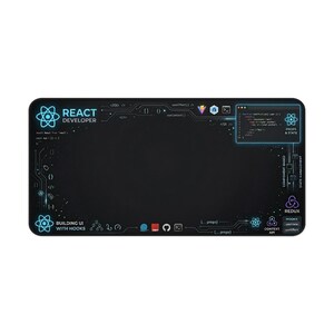 React Developer Desk Mat, Front-end Developer Desk Pad, JavaScript Workspace Mat, Codering Setup Gift, Software Engineer Decor afbeelding 2