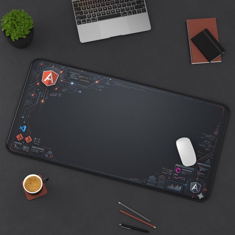 Alfombrilla de escritorio para desarrolladores Angular, tapete de trabajo para TypeScript RxJS, regalo para programadores frontend, accesorio de escritorio para ingenieros de software. imagen 3