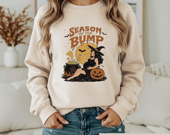 T-Shirt „Saison der Schwangerschaft“, Hexen-Halloween-Schwangerschaftsshirt, Gruseliges Mama-T-Shirt mit Grafik