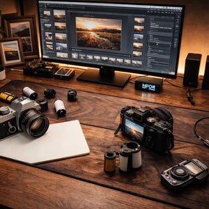 Ultra-Wide Desk Mat for Photographers – Modern Abstract Workspace Pad