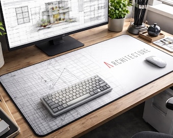 Architectural Blueprint Desk Mat – Neoprene Office Workspace Accessory