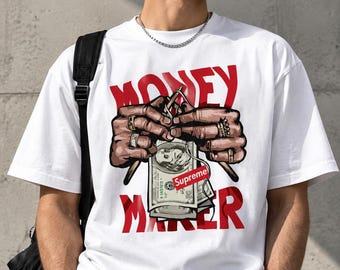 Money Brain T-Shirt, Cash Grafik-T-Shirt, Streetwear Unisex-Shirt