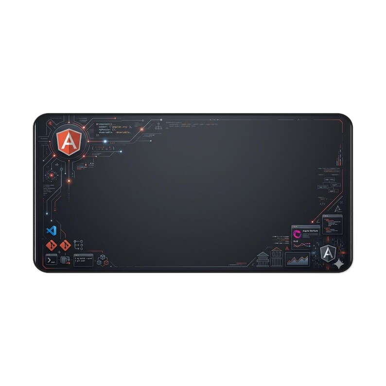 Alfombrilla de escritorio para desarrolladores Angular, tapete de trabajo para TypeScript RxJS, regalo para programadores frontend, accesorio de escritorio para ingenieros de software. imagen 2