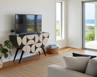 Aparador abstracto Crescent Black Bone Incall - Handivine