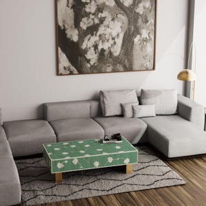 Floral Motif Bone Inlay Coffee Table – Handmade Rectangular Luxury Furniture