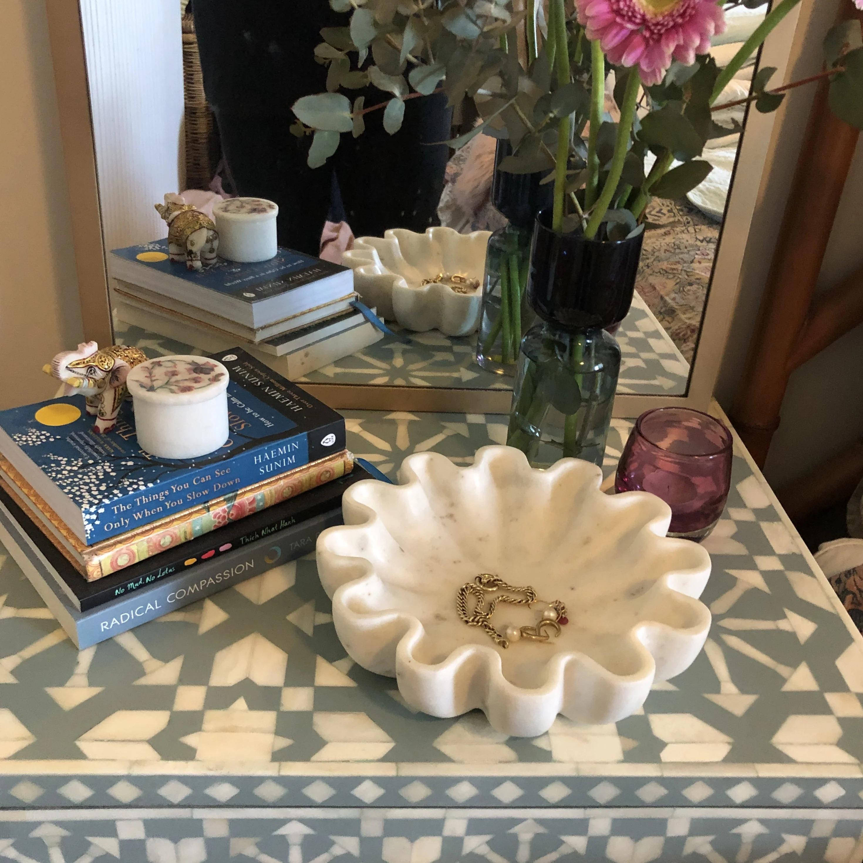 Moroccan Pattern Bone Inlay bedside Handmade Nightstand unique - Full Profile